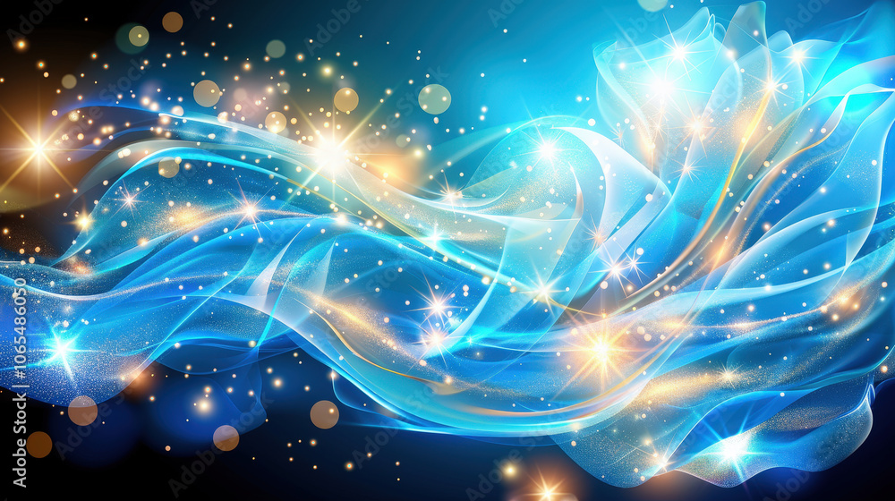 Poster glowing data lines flow over blue digital background, creating mesmerizing visual effect. vibrant co