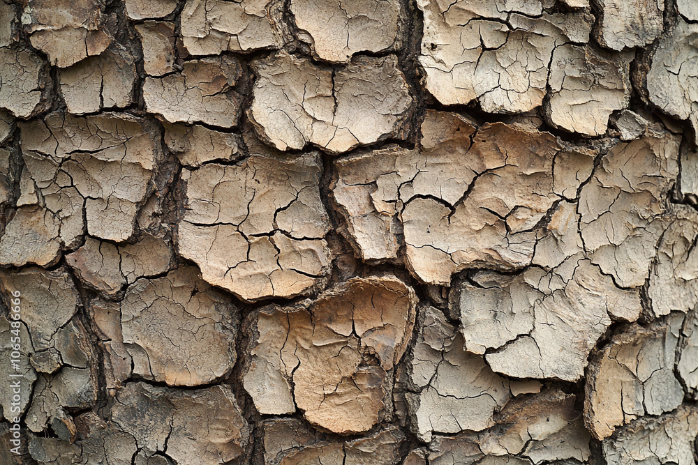 Poster textured bark of an old tree showing natural patterns and cracks