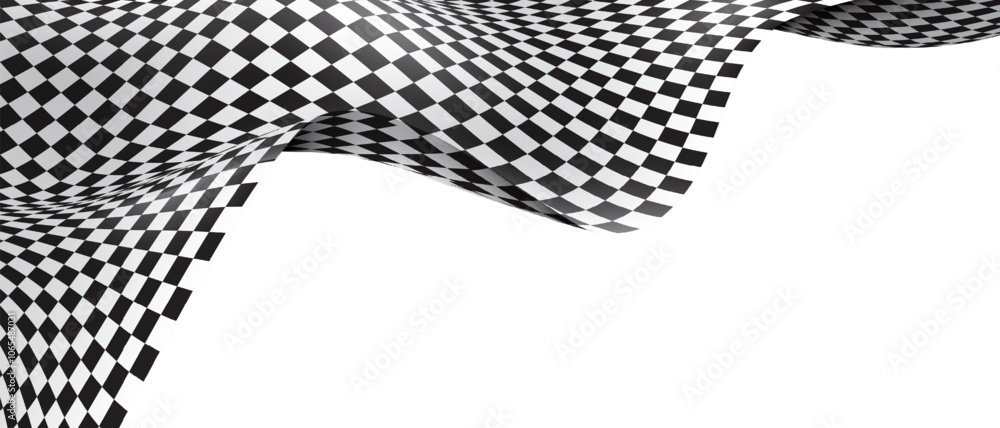 Aufkleber abstract checkered flag black white lines wave curve movement 3d style with blank space background v