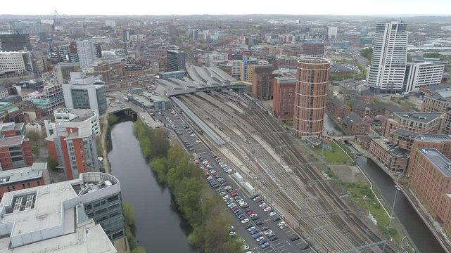 Leeds - Train Station - Railway Station - Holbeck - Aerial Drone
