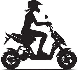 Fototapeta premium Modern scooter bike rider silhouette vector illustration isolated on a white background