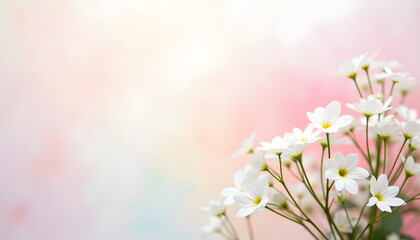 Gypsophila Flowers on Soft Pastel Background.