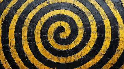 Electric Patterns: Bright yellow and black circular waves arranged in a sine wave pattern