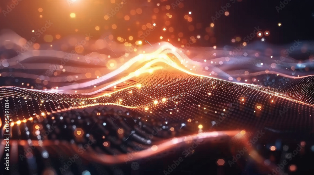 Poster dynamic abstract waves of light and color create mesmerizing visual experience, evoking sense of mov