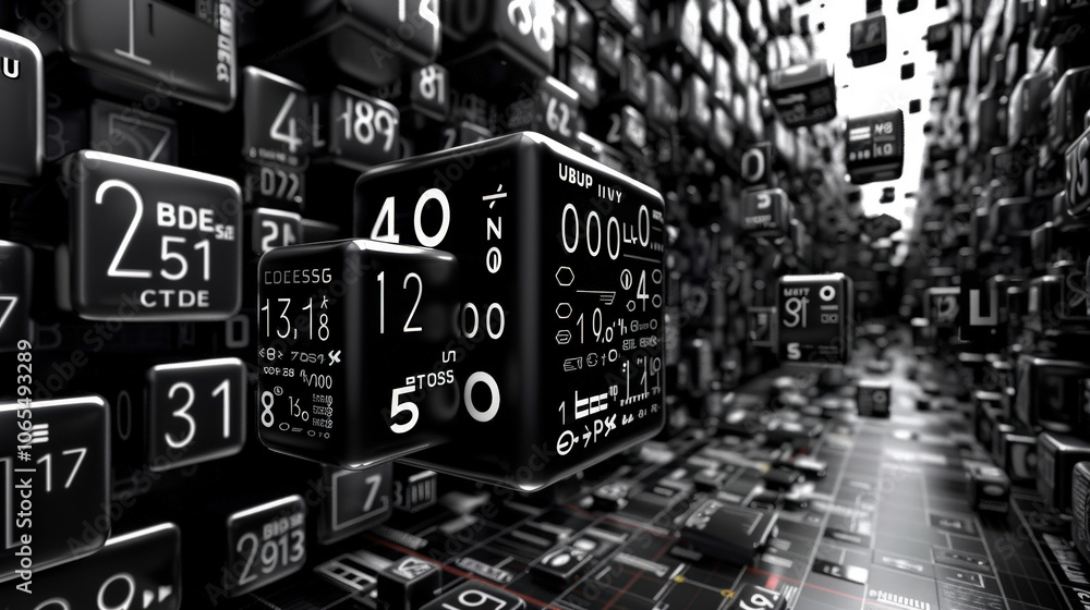 Aufkleber modern computer background with floating numbers creates dynamic and futuristic atmosphere. interpla