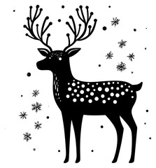 PNG Christmas reindeer silhouette black white.
