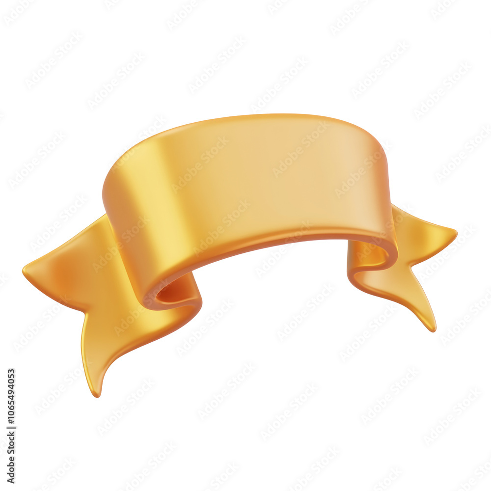 Canvas Prints gold banner ribbon 3d render icon isolated on transparent background cutout