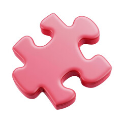 Obraz premium red jigsaw puzzle pieces 3d render icon isolated on transparent background cutout