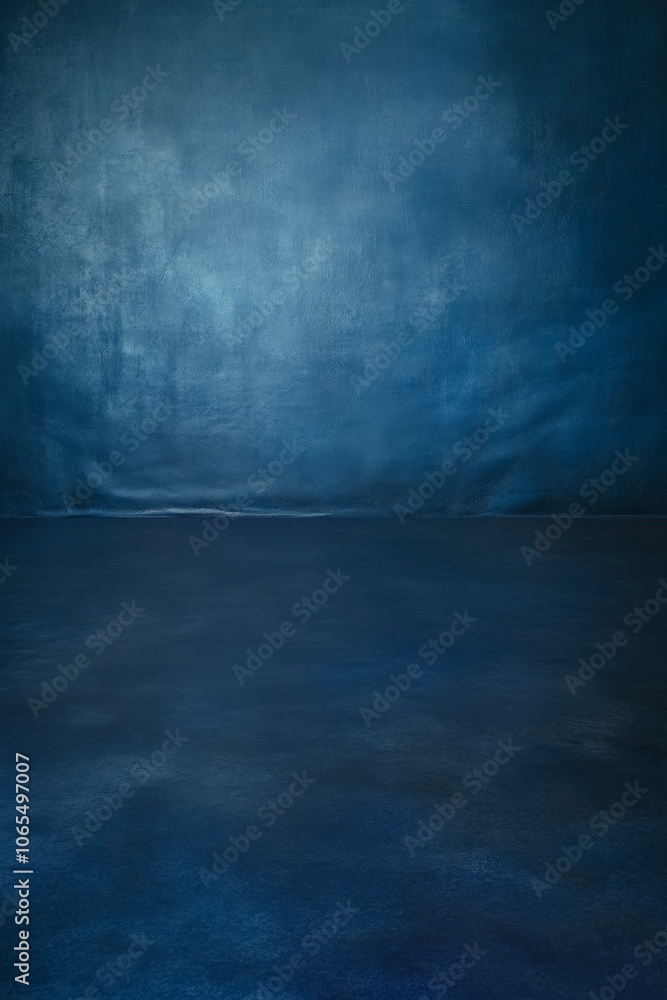 Poster dark blue backdrop with matching floor, perfect for abstract themes.