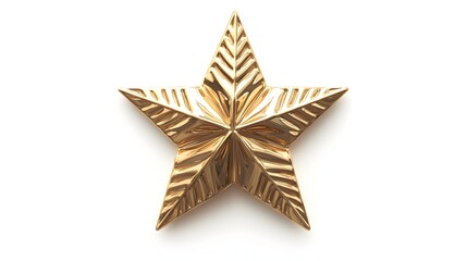 Fototapeta premium Shiny Gold Christmas Star Ornament on White Background in Flat Design