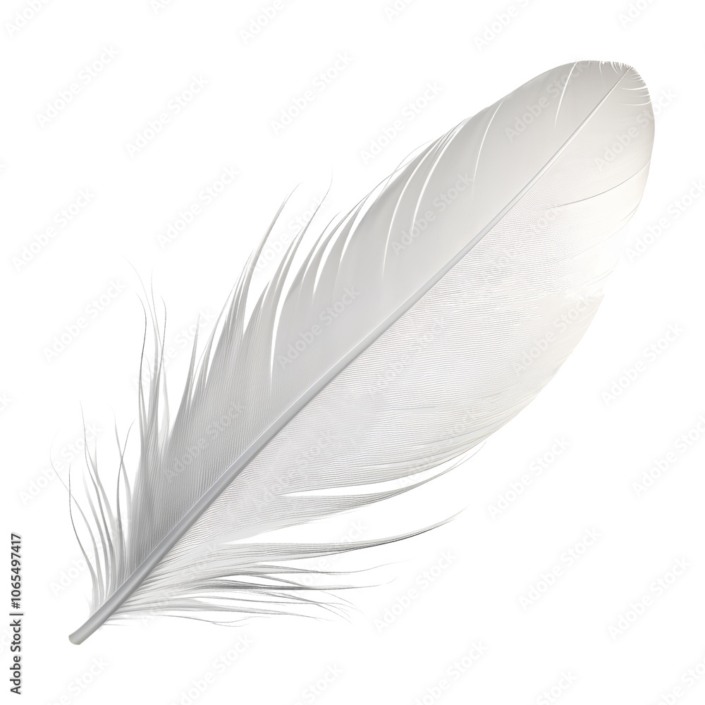 Poster white feather isolated on transparent background cutout