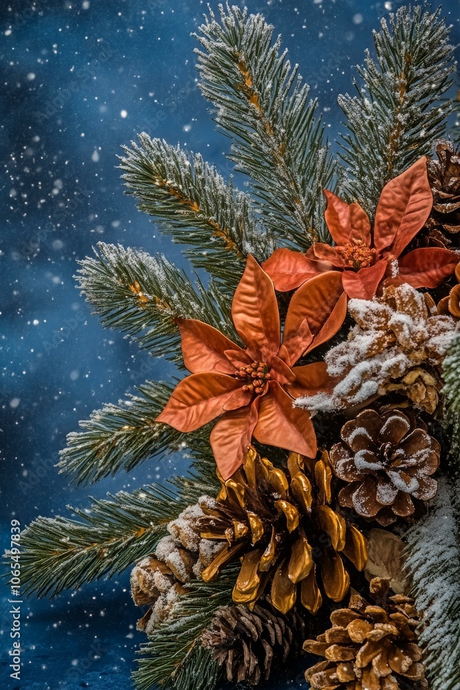 Poster pine tree adorned with clusters of pine cones against clear sky.