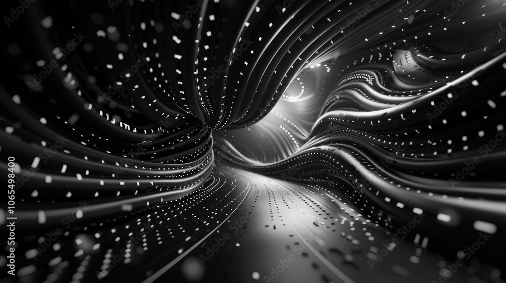 Aufkleber dynamic and abstract representation of flowing data streams in dark, tech inspired environment. imag