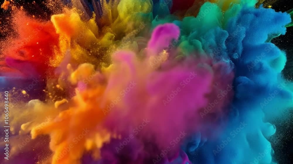 Poster abstract color burst: vibrant explosion of color, like a rainbow unleashed, creating a mesmerizing v