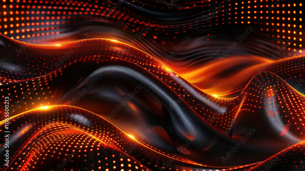 Aufkleber dynamic flowing waves with glowing particles create mesmerizing visual effect, showcasing blend of v