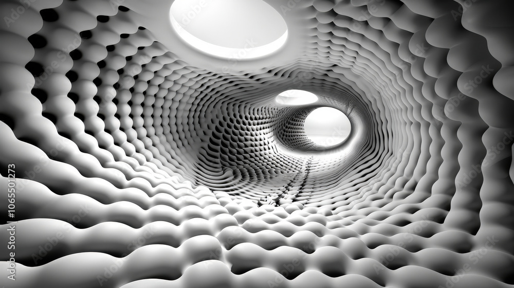 Aufkleber mesmerizing abstract tunnel with smooth, wavy surfaces creates sense of depth and movement. interpla
