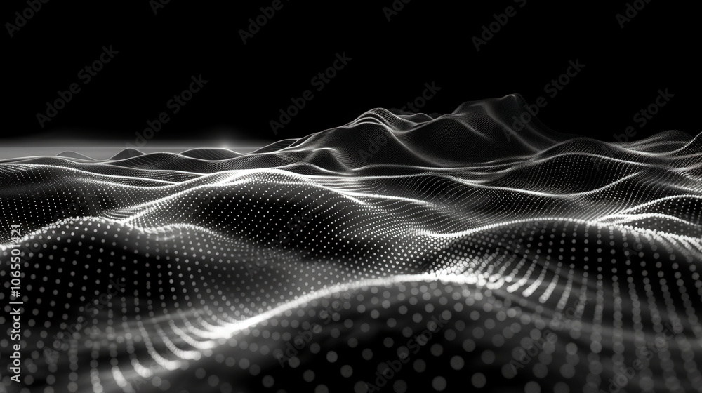 Aufkleber mesmerizing landscape of synchronized particle movements creates wave like effect, showcasing intric
