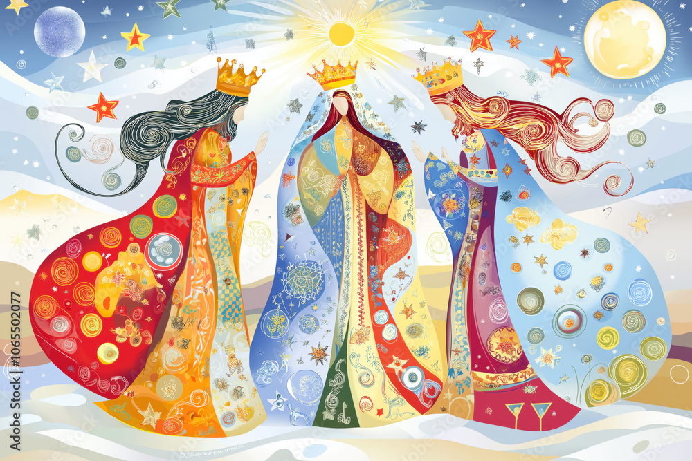 Wall mural celebrate three kings' day with generative ai explore the festive spirit of día de los reyes and epi