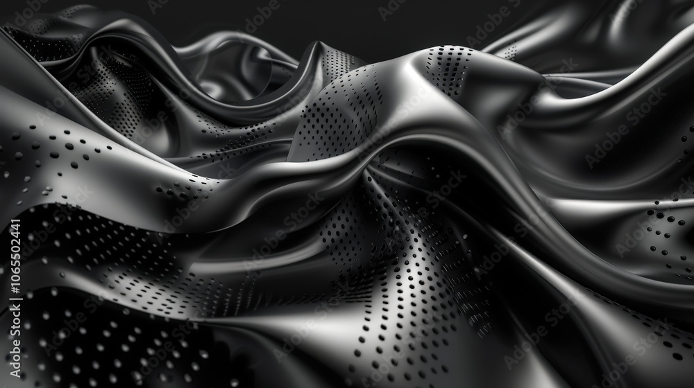 Aufkleber smooth, flowing black fabric with rhythmic pattern creates mesmerizing visual effect. interplay of l