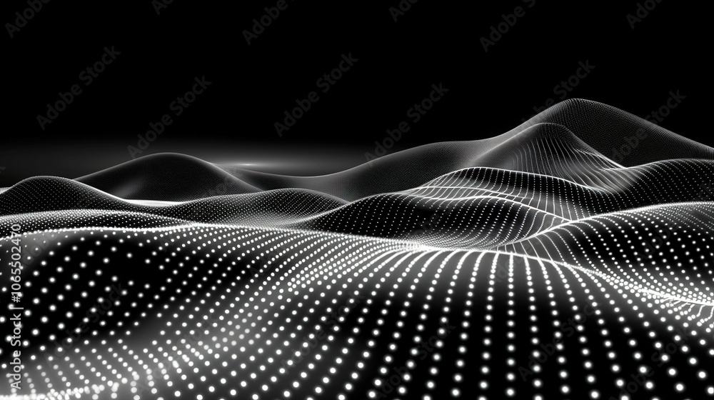 Aufkleber mesmerizing wave like patterns of dots flow rhythmically across dark background, creating captivatin