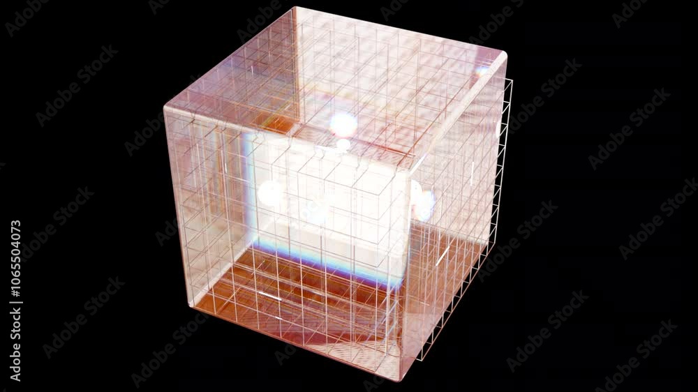 Poster glass 3d cube. computer generated
