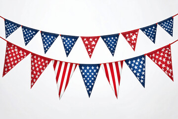 Obraz premium red white and blue triangle american flag bunting arranged in semicircle