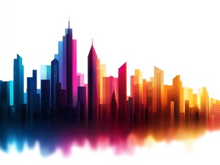Obraz premium Colorful city skyline silhouette on white background.