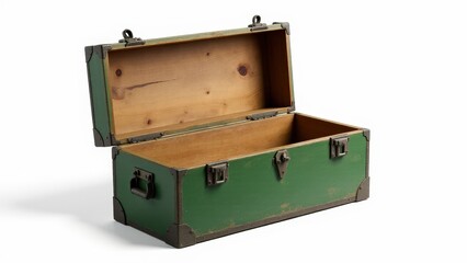 Realistic open ammo box, ammunition wooden box with military detailing and an antique, rugged appearance