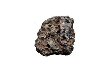 Raw sintered ore rock stone isolated on white background. Sintered iron