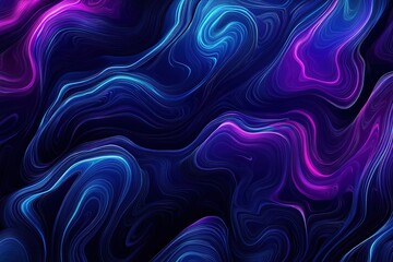 Abstract fluid waves in deep blue, purple, and neon pink tones with intricate lines creating a vibrant, electric, and dynamic visual