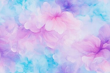 Fototapeta premium Abstract pastel floral pattern with large translucent flowers in soft hues, creating a dreamy and elegant background design.