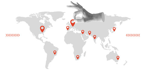 Map location, GPS point, transportation logistics, route concept. New location and change of...