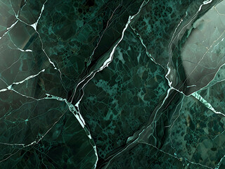 Green marble with veins of silver and gold. Abstract background, mineral texture.