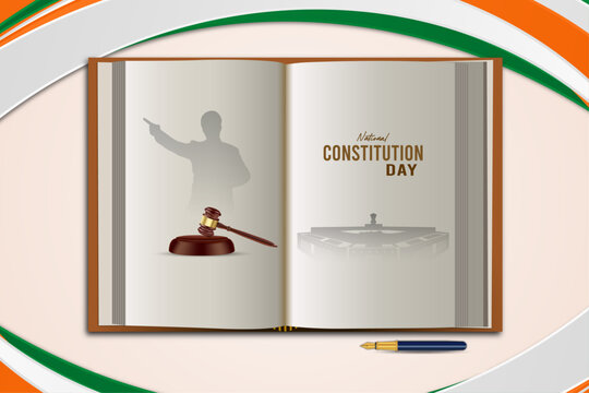 National Constitution Day, Poster, Constitution Day, Post. Constitution Day India. national Constitution, India Celebration - Open Book with Gavel and Parliament
- Powered by Adobe