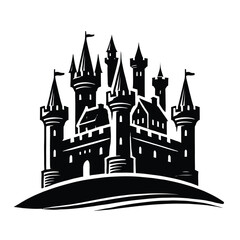 Obraz premium Castle Silhouette on Hill