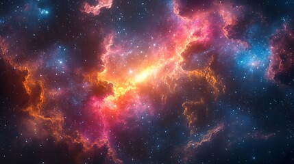 Fototapeta premium Explore the vibrant colors of a cosmic nebula