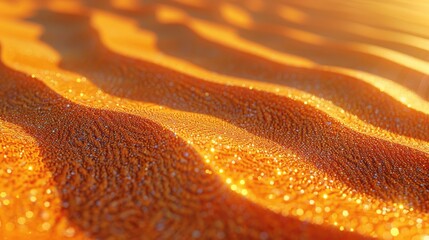 Close-up of Golden Sand Dunes with Glistening Light