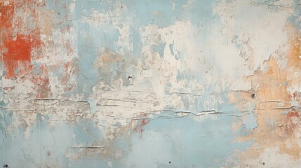 Fototapeta premium Wall with peeling paint. Texture of old concrete wall for background. A dilapidated building wall in need of major repairs. Facade of a house with damaged plaster. Photophone for retro photography.