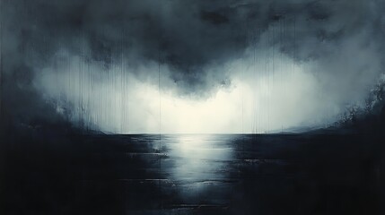 Fototapeta premium Dark clouds gather over serene waters creating drama