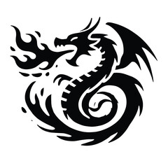 Obraz premium Dragon Fire Silhouette