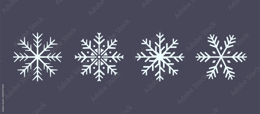 Sticker set of cute snowflake icons on isolated background new year ornament symbols for mobile apps and web