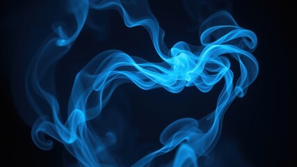 Fototapeta premium Abstract Blue Smoke Swirls Against A Dark Background