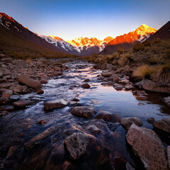 sunset in the mountains