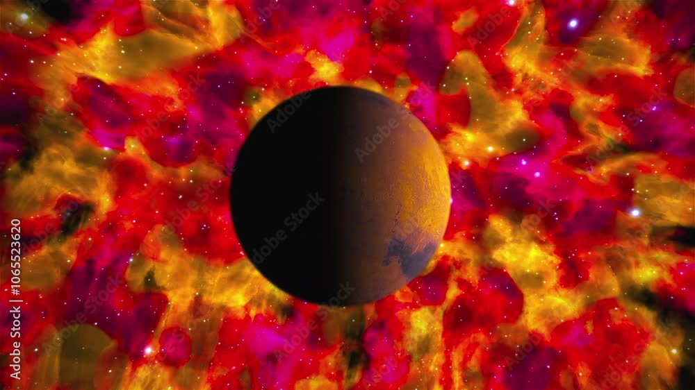 Aufkleber planet mars with nebula. elements of this image furnished by nasa