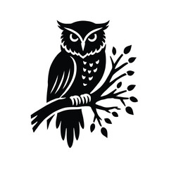 Obraz premium Owl Silhouette Perched Branch