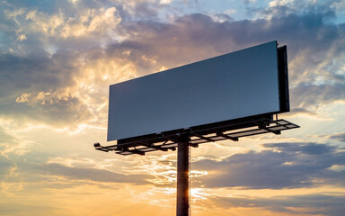 Blank Billboard Mockup at Sunset for Outdoor Advertising Design