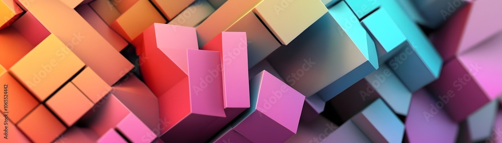 Poster abstract geometric pattern of multicolored cubes