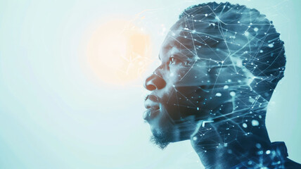 Futuristic Vision: African-American Man with AI Technology Concept