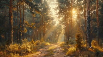 Obraz premium The forest has morning sunshine