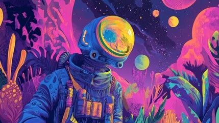 Vibrant portraits of aliens engaging in everyday activities on earth with a sci fi twist.